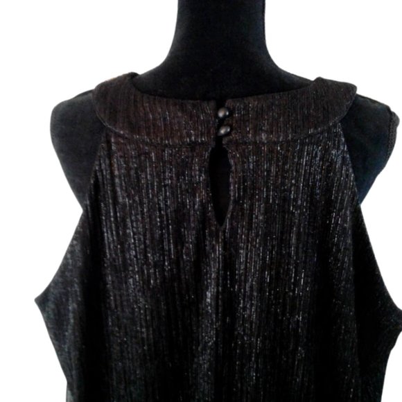 #C49 Black & Silver Shimmer Fancy Holiday Dress Top - Picture 3 of 6